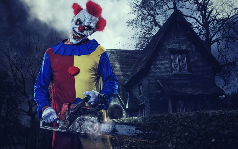 killer, standing, outdoors, clown, one person, men, tree, pennywise, clothing, land, Halloween, leisure activity, 1080P, obscured face, festival, adult