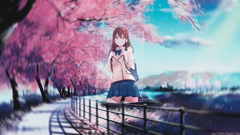 school uniform, cherry blossom, sakura yamauchi, anime girls, anime, picture-in-picture, 4K