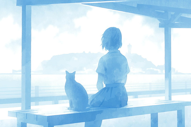 nature, women, three quarter length, looking at view, cat, 720P, casual clothing, rear view, architecture, looking into the distance, leisure activity