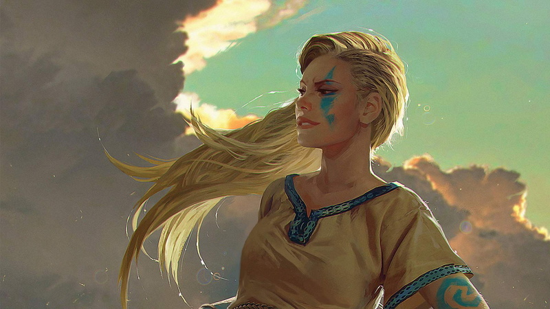 Gwent, 1080P, women, blonde, artwork, CD Projekt RED, looking into the distance, video games, digital art