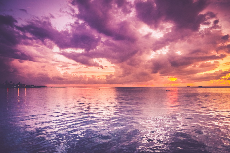 scenics - nature, sun, golden, ocean, water, cloudscape, distance, background, boat, urban skyline, romantic sky, reflection, tropical climate, idyllic