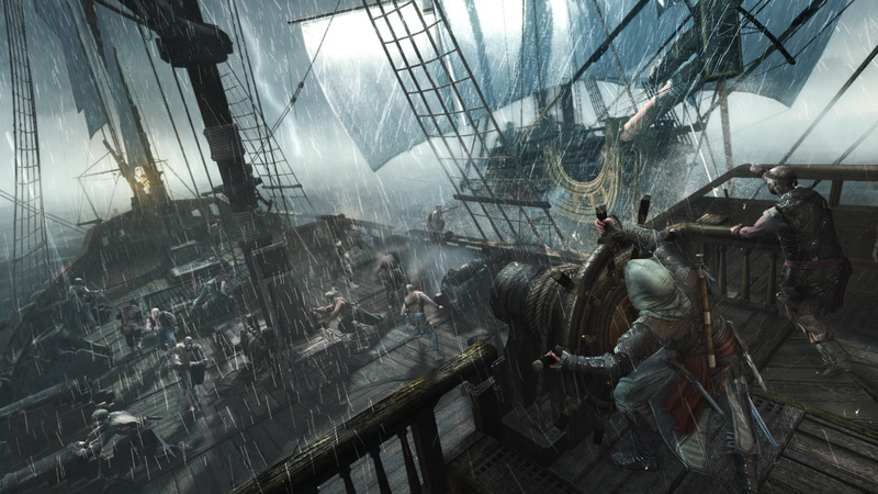 1080P, Assassins Creed 4: Black Flag, assassin, ship, storm, pirates, Assassins Creed IV: Black Flag, Edward Kenway, killer, rain