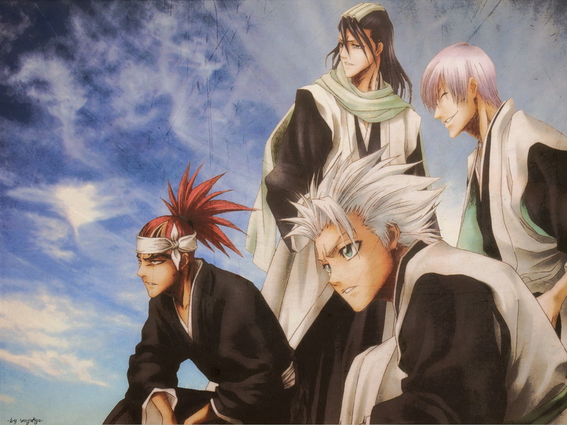 Gin Ichimaru, Bleach, Tōshirō Hitsugaya, Byakuya Kuchiki, Renji Abarai, 720P