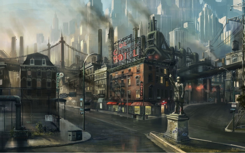 building, street, financial district, sky, cityscape, architecture, glass - material, 1080P, Saints Row, cloud - sky, digital composite, transportation