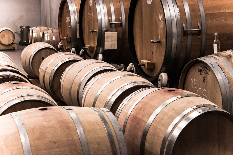 1080P, alcohol, wooden barrels, warehouse, winemaker, barrels, winery, glass, aging Process, red, in a row, wooden, refreshment, barells, red wine, wine cask