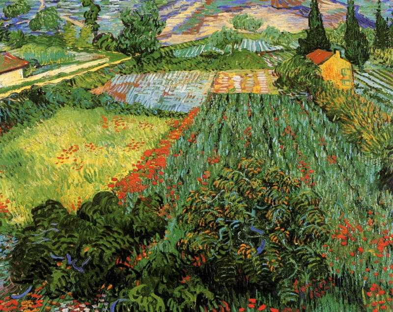 classical art, classic art, 2K, Vincent van Gogh, field, plants, artwork, painting