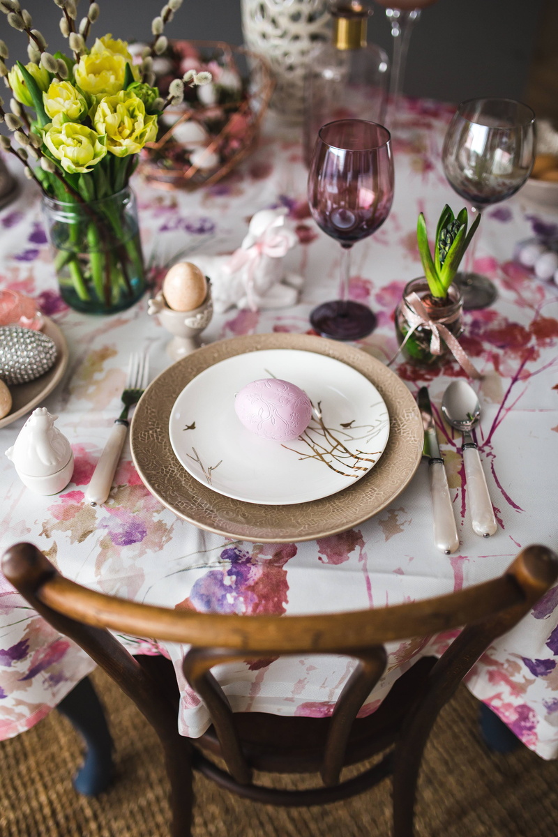 plate, silverware, candle, wineglass, sweet, romance, napkin, Easter table, 5K, setting, red wine, decor, glass, easter, ornaments, tablecloth, elegance