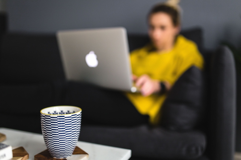 room, scandinavian, living Room, table, caucasian, drinking, woman, furniture, wireless Technology, girl, home, mug, blogging, apple macbook, businesswoman