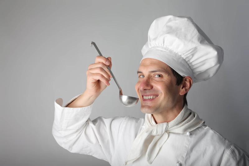 soup ladle, humor, young Adult, cook, gray, chefs Hat, cheerful, headshot, kitchen utensil, one Person, cooking, portrait, clothing, indoors, people, chefs Whites
