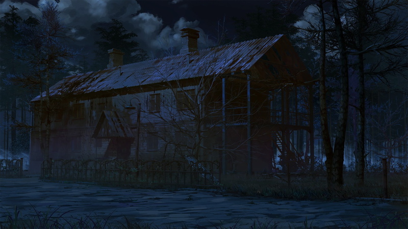 building, fence, land, built structure, ruined, damaged, plant, brown, no people, decline, clouds, outdoors, horror, 1080P, run-down, old, night, nature