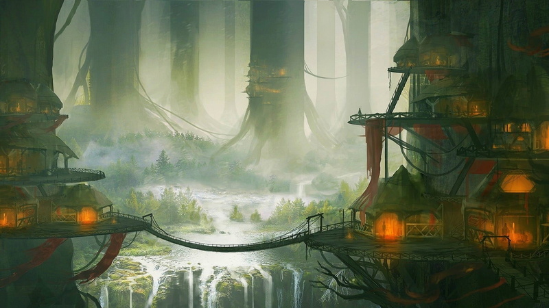 reflection, house, nature, fog, brown, day, 720P, built structure, plant, fantasy art, smoke - physical structure, transportation, tree, no people, steam