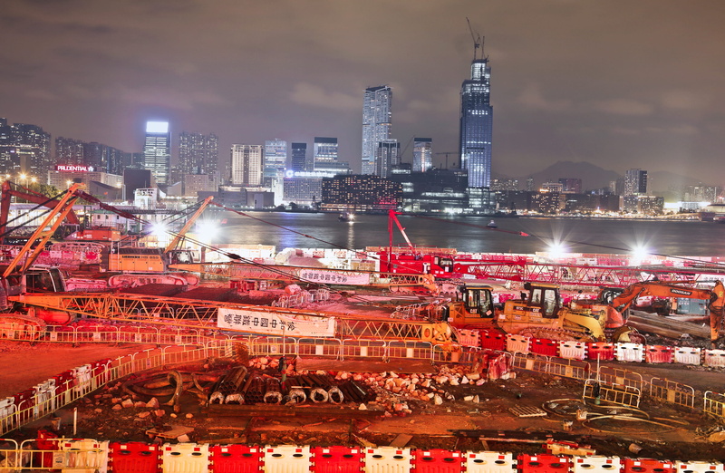 development, professional, Site, buildings, night view, built structure, modern, Night, cityscape, concrete, city, engineer, building site, Machine, Equipment