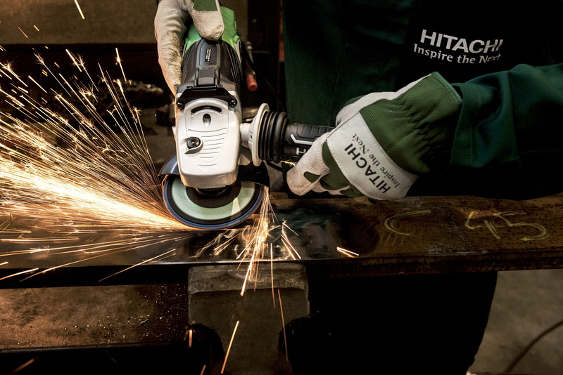 one person, man, security, equipment, men, occupation, grinder, machine, safety, white, light, metal industry, steel, communication, friction, hitachi