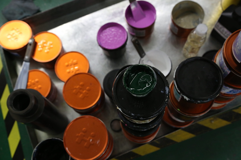 paint, bottle, art and craft, large group of objects, table, food and drink, focus on foreground, offset printing, multi colored, art and craft equipment