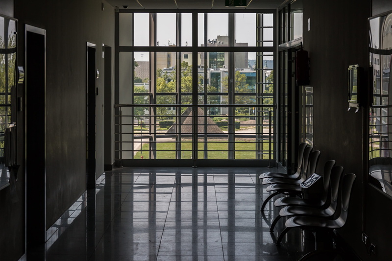 corridor, metal, kielce, building, buildings, the university, empty, indoors, architecture, building and construction, 2K, gate, office buildings, no people