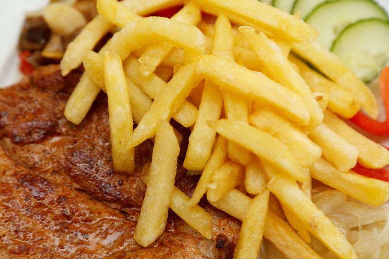 french fries, indoors, dish, carbohydrate - food type, meat, fried, roast, yummy, take out food, steak, french, pork, fast food, condiment, chips, food