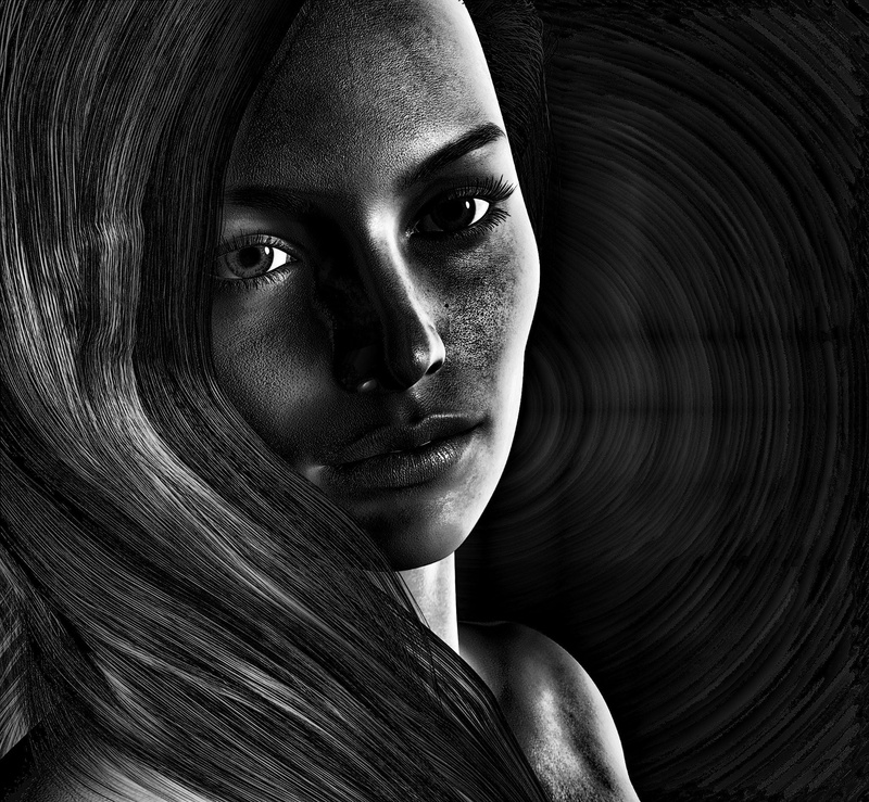young women, close-up, violent, hairstyle, front view, 1080P, time, straight hair, adults only, only women, black and white, headshot, teenager, human face