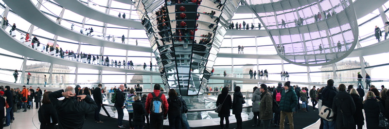 crowded, policy, journey, government, berlin, modern, mirror, people Traveling, city, real people, architecture, indoors, commuter, transportation, glass dome