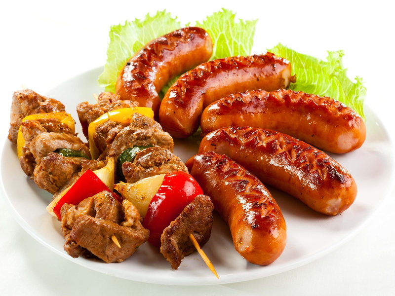 close-up, serving size, still life, kebabs, snack, vegetable, food and drink, fried chicken, skewered, meat, plate, dinner, food, indoors, fried, 1080P