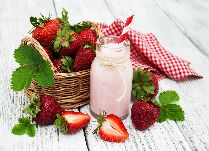 Basket, Berry, Drink, 2K, Fruit, Food, Strawberry, Still Life, Milk