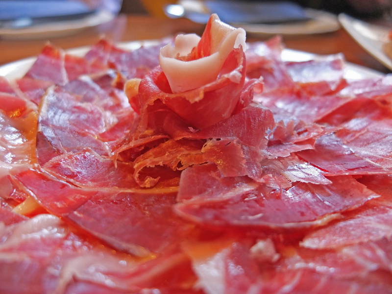 table, sliced, red, food, indulgence, indoors, flowering plant, pork, meat, food and drink, selective focus, still life, close-up, beauty in nature, wellbeing