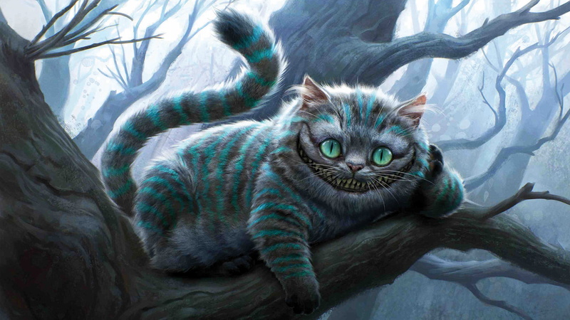 no people, plant, digital art, portrait, feline, mammal, cheshire, domestic, cat, Cheshire Cat, 1080P, one animal, pets, branch, vertebrate, smiling, domestic animals