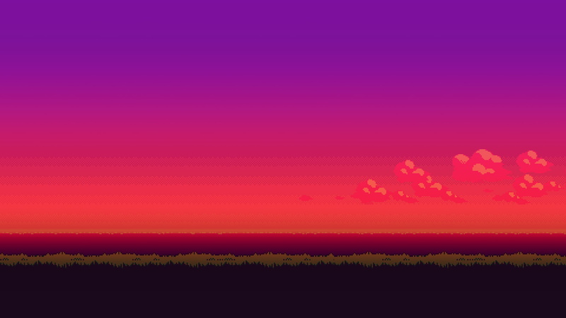 sunset, landscape, 16-bit, pixel art, 1080P