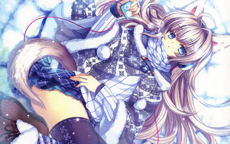 original characters, animal ears, anime girl, animal, anime, 2K, winter, original, ears, girl, tail, characters