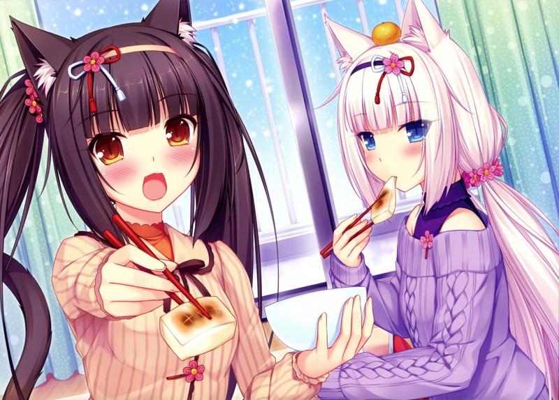 close-up, sculpture, human representation, doll, Vanilla (Nekopara), fashion, Anime, 1080P, day, beauty, indoors, art and craft, Nekopara, clothing, Chocola (Nekopara)