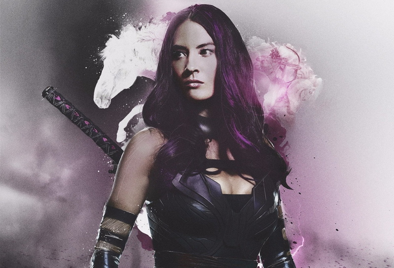 1080P, purple, fashion, Psylocke (Marvel Comics), portrait, hairstyle, beautiful woman, beautiful people, young women, looking at camera, long hair, studio shot