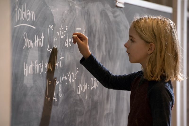 school, profile view, chalk - art equipment, child, offspring, indoors, blackboard, studying, education, classroom, one person, Mckenna Grace, Gifted, mathematics