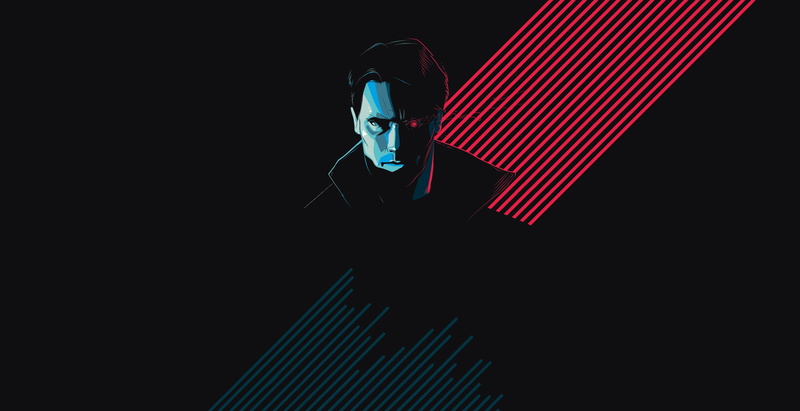 2K, black background, Terminator, artwork, cyborg, movies
