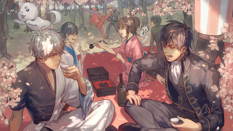 Kagura (Gintama), Tae Shimura, Toushirou Hijikata, Kondo Isao, 1080P, Okita Sougo, Gintoki Sakata, Sadaharu (Gintama), Anime, Shimura Shinpachi, Gintama