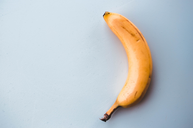 ripe, close-up, single object, banana, food and drink, confectionery, strawberry, healthy eating, dessert, wellbeing, blue background, high angle view