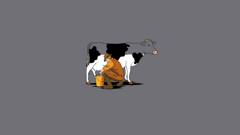 1080P, funny, 1920x1080, milk, milking, running, illiustration, cow