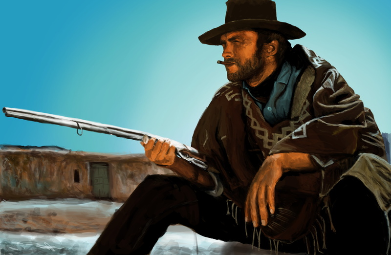 art, Clint Eastwood, 1965, Western, 4K, For a Few Dollars More