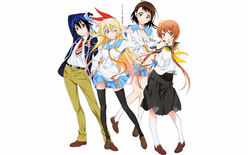 Nisekoi, beautiful woman, white background, multi colored, togetherness, studio shot, portrait, women, fashion, anime girls, young adult, indoors, front view