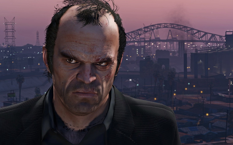 pc, men, sunset, built structure, people, top, one Person, 720P, city, urban Scene, front view, sky, businessman, cityscape, night, uSA, grand theft auto v