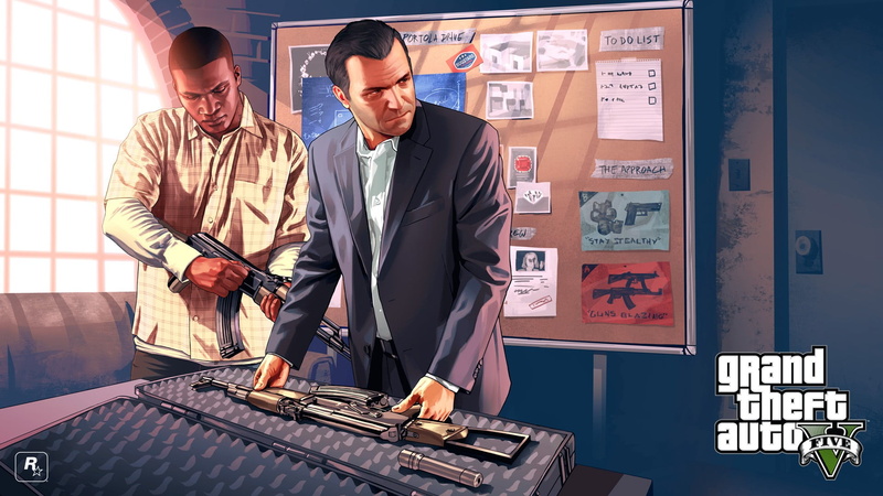 people, businessman, adult, retail, real people, two people, young adult, mid adult men, shopping, men, theft, video game characters, Grand Theft Auto V