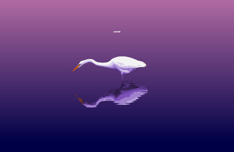Heron, Digital Art, Artwork, Water, Purple, Simple, 2K, Reflection, Minimalist, Bird, Animal, Birds, Artistic