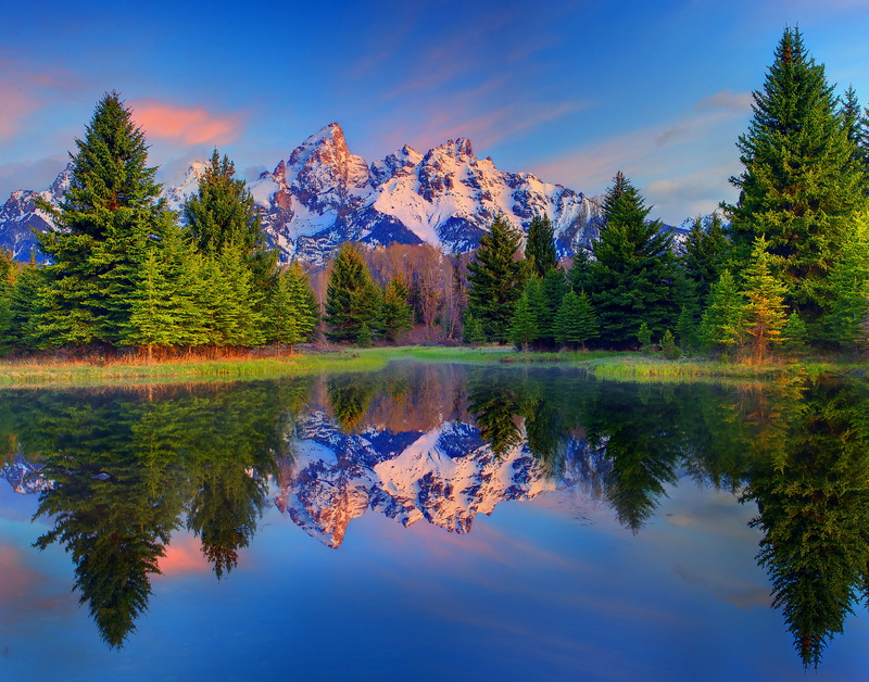 blue, mountain Range, tree, change, canada, clouds, snow, reflection lake, idyllic, woodland, rocky Mountains, grand teton national park, summer, sky, trees