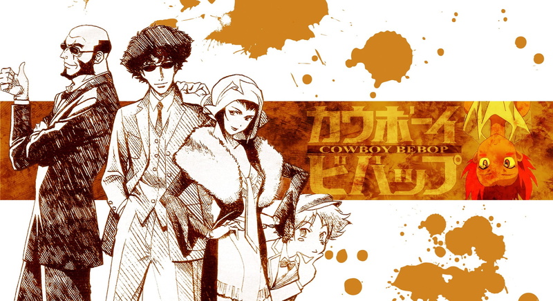 painted image, celebration, comic, mask - disguise, Cowboy Bebop, anime, text, walking, western script, Spike Spiegel, painted, mask, representation, human representation