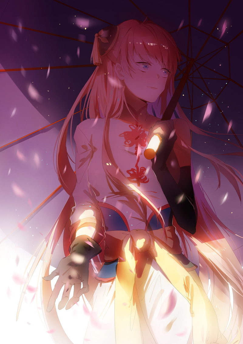 illuminated, no people, night, lighting equipment, 2K, low angle view, nature, Gintama, arts culture and entertainment, anime girls, Kagura (Gintama)