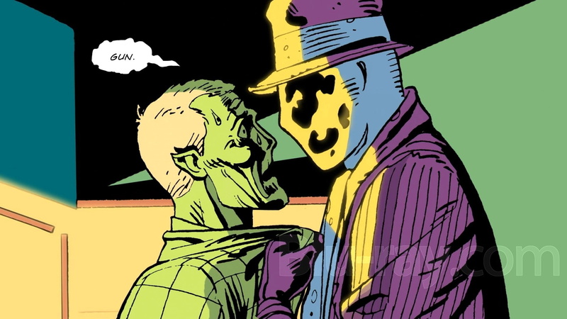 Watchmen, human representation, Graphic Novels, female likeness, sky, craft, representation, architecture, no people, western script, outdoors, male likeness