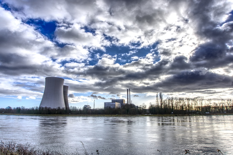 electricity, hdr, nature, nuclear power plant, power supply, smoke stack, reflection, 5K, river, sky, day, high dynamic range, power plant, cooling tower