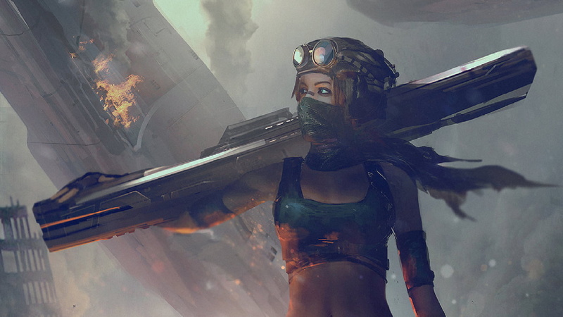 blaster, nature, science fiction, human body part, women, woman, adult, hairstyle, railguns, fantasy, aggression, holding, water, sport, waist up, men