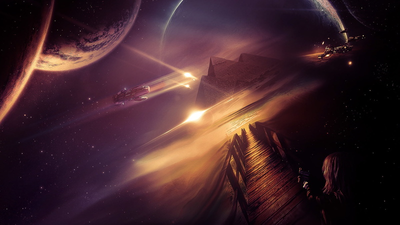 anime, 1080P, bridges, science, Girls, Motion, spaceship, guns, Ships, alien, Spacecraft, weapons, fi, pyramids, fantasy, sci, Blasters, stars, LAN, Futuristic