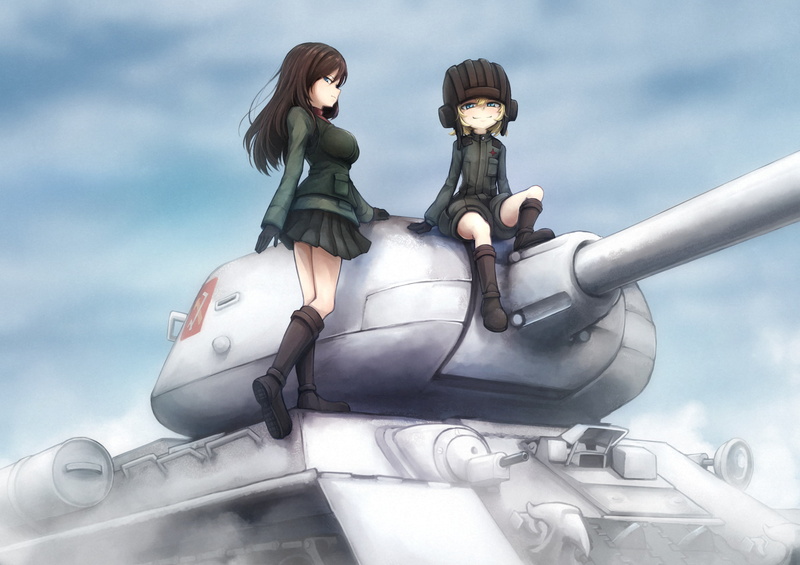 gloves, T-34-85, 1080P, Girls und Panzer, Nonna (Girls und Panzer), Katyusha (Girls und Panzer)