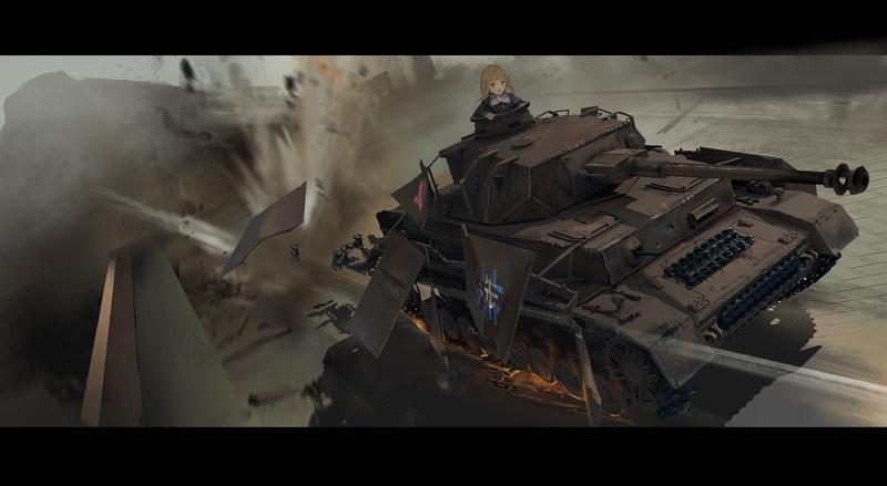 art and craft, technology, Girls und Panzer, still life, weapon, day, 2K, high angle view, representation, indoors, architecture, human representation