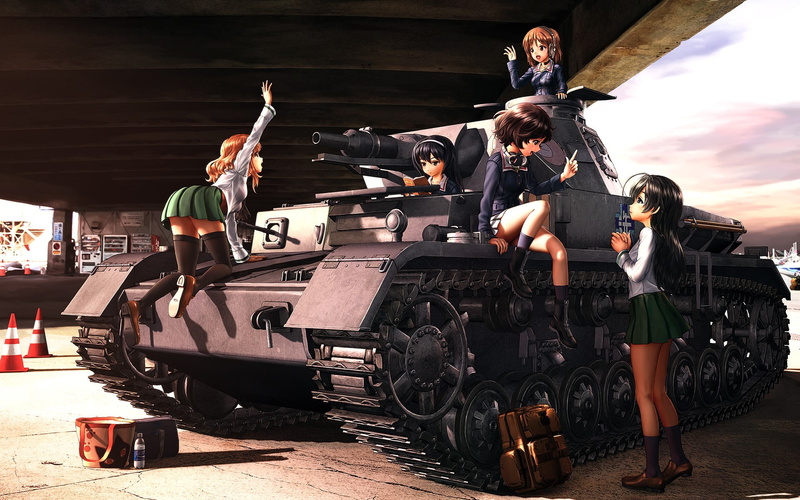 real people, uniform, group of people, mode of transportation, men, car, people, standing, land vehicle, young men, young women, Girls und Panzer, beautiful woman